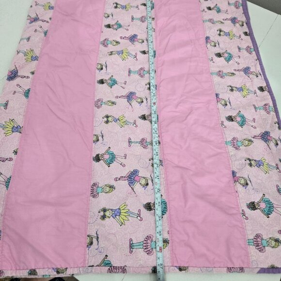 Handmade Baby Girl Ballerinas Quilt 75"x50" Pink Purple Lightweight Baby Blanket - Picture 5 of 6